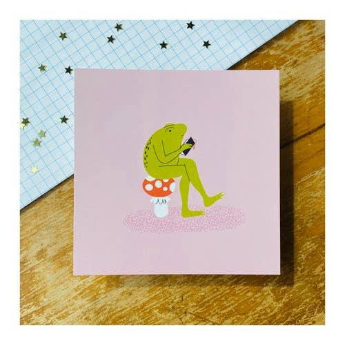 Reading Frog Postcard Print