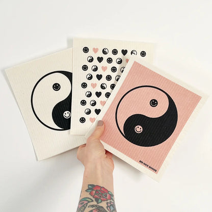 Swedish Sponge Cloth Yin Yang Pink