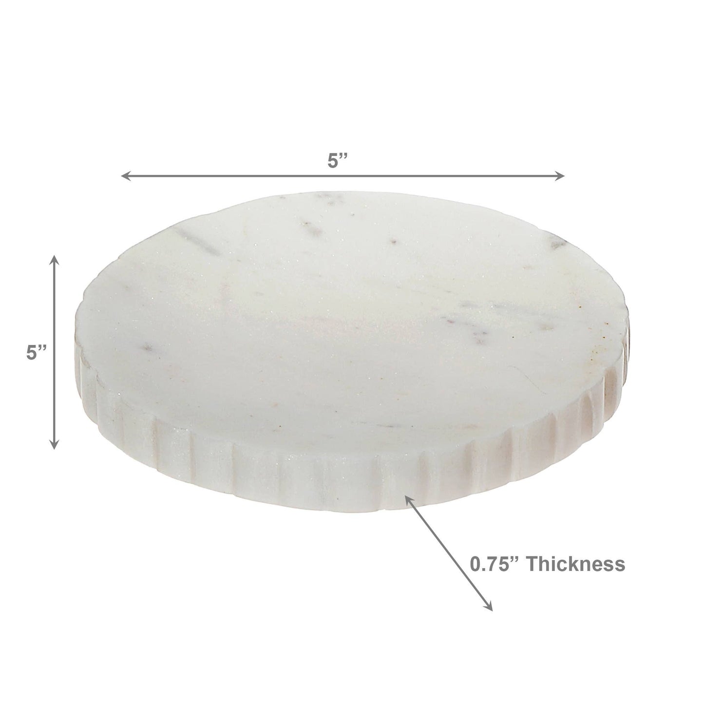 Eleanor White Marble Round Soap Dish Scalloped
