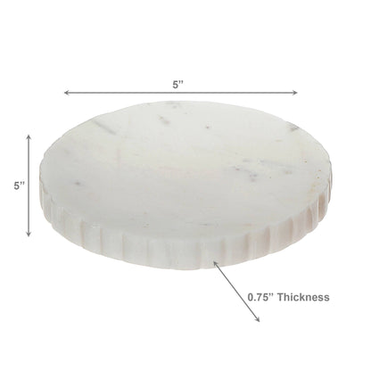 Eleanor White Marble Round Soap Dish Scalloped