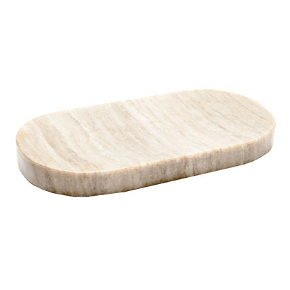 Serene Gray Marble Oval Tray