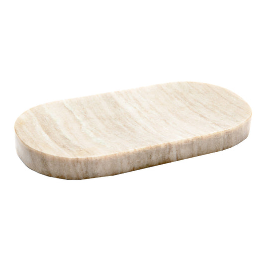 Serene Gray Marble Oval Tray