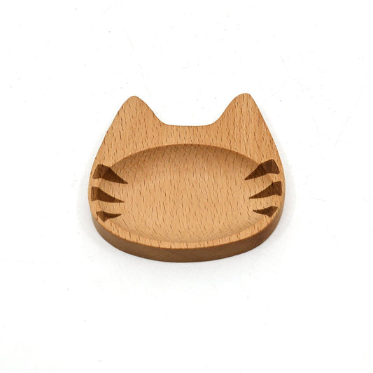 Cat Shaped Wooden Sauce Dish