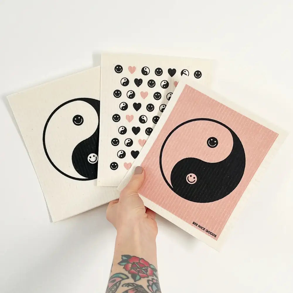 Swedish Sponge Cloth Yin Yang Pink - PABOOM
