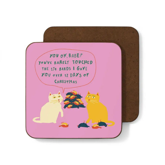 Betiobca - Funny Cat Christmas Coaster – U Ok Babe?
