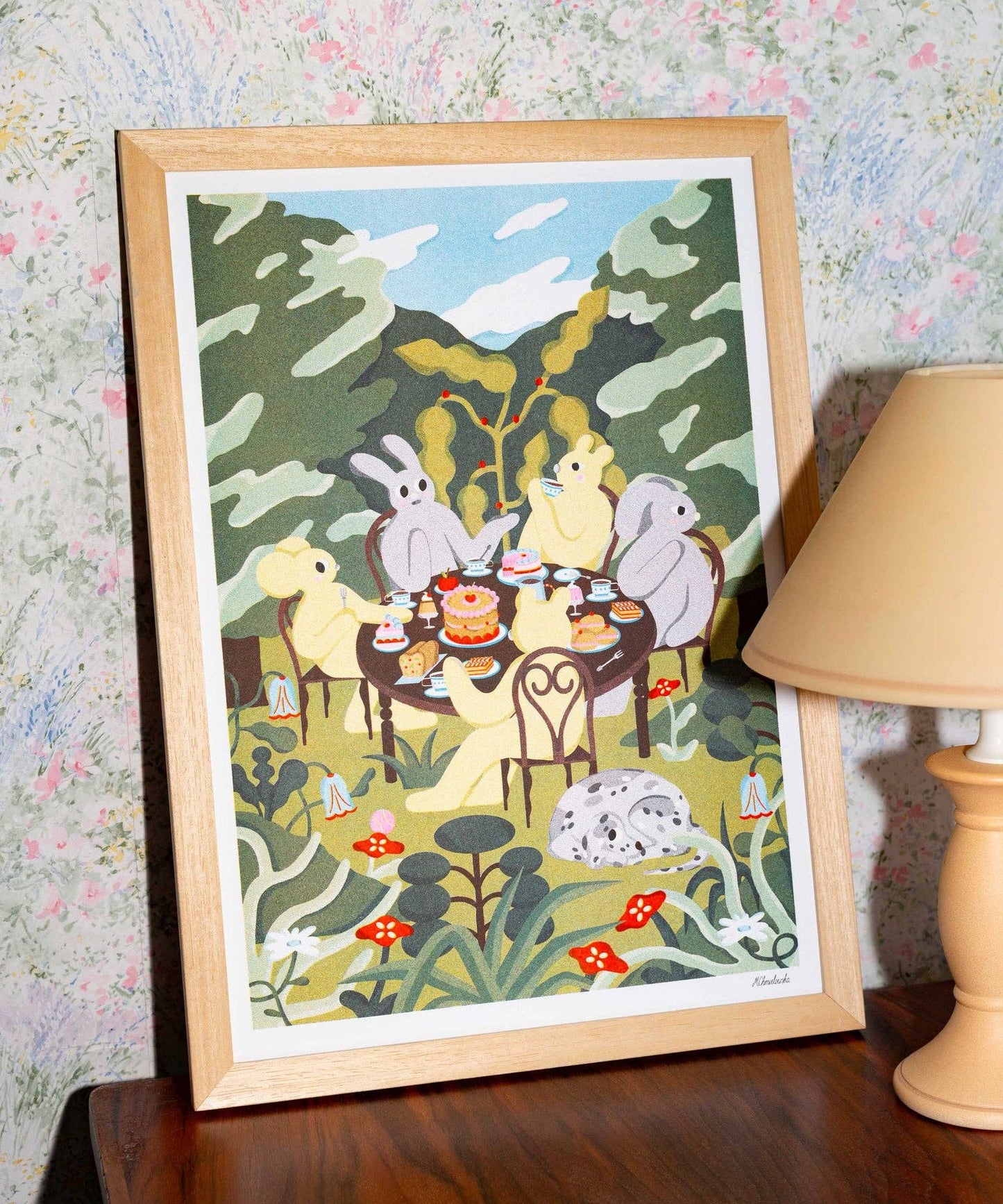 Afternoon Snack in the Garden - Magda Chmielowska A3 Poster