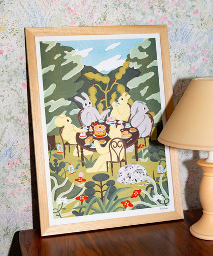 Afternoon Snack in the Garden - Magda Chmielowska A3 Poster