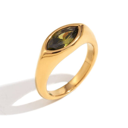 Horse Eye Zircon Ring - Green