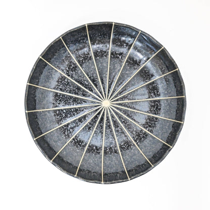 Black Japanese salad plate styled with food - PABOOM