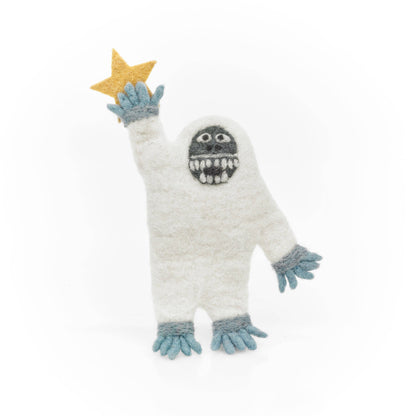 Handmade Felt Festive Yeti Christmas Tree Topper Decoration
