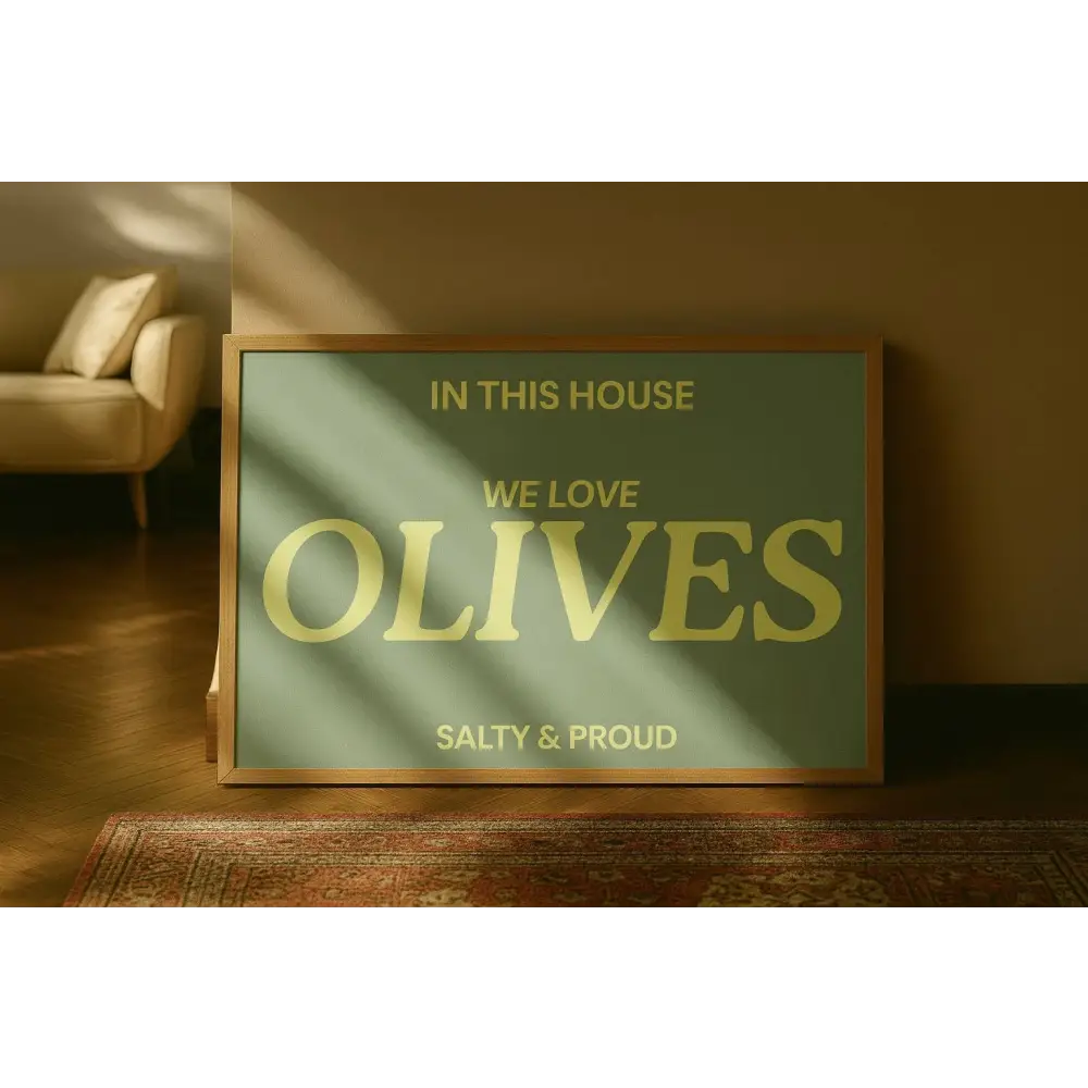 Blue Iris Designs Co - In this house we love olives Typography print 10x8