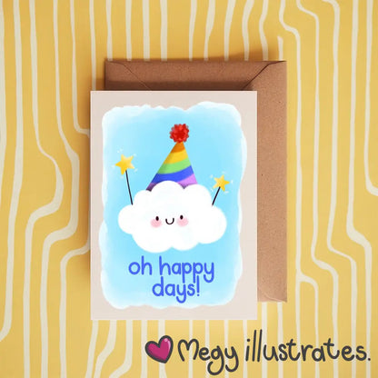 Blue Iris Designs Co - Oh happy days 5x7/A6 card - Collab X MI A6 / Cello Bag (Biodegradable)