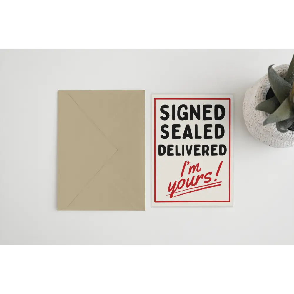 Signed Sealed Delivered I’m Yours Card - PABOOM