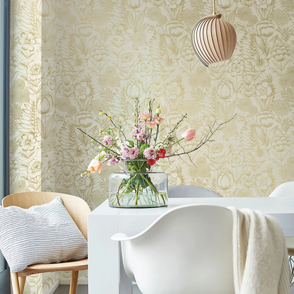 Homestead Floral Gold Peel and Stick Wallpaper, 28 sq. ft.