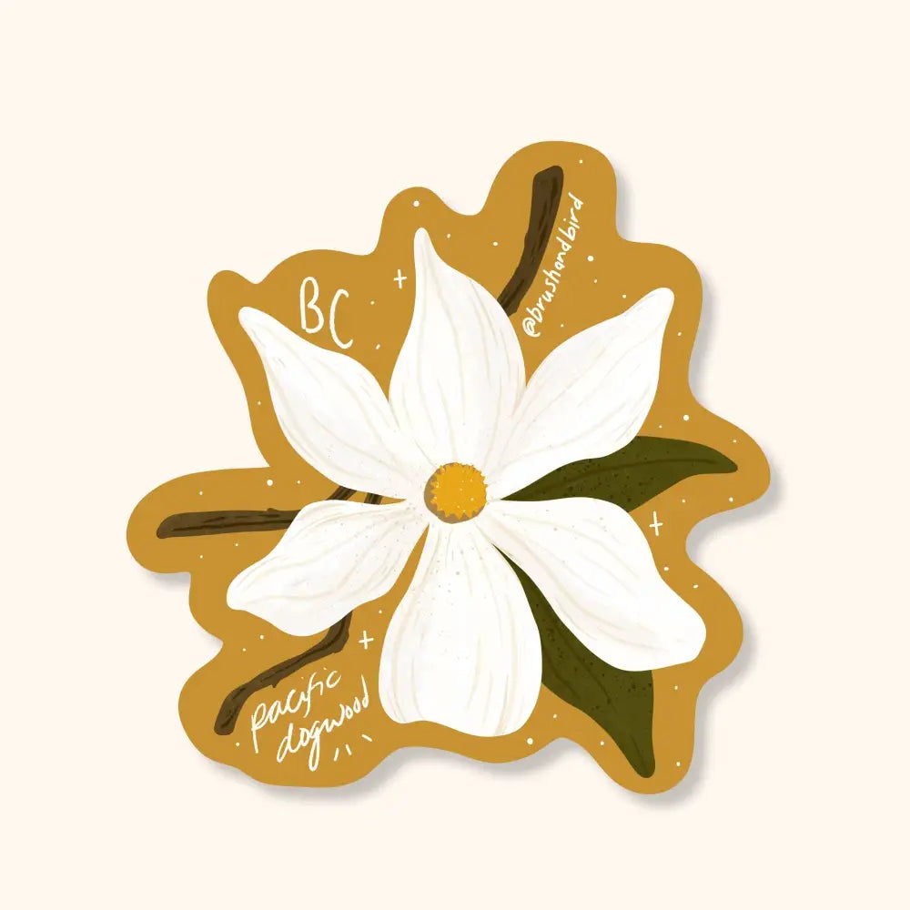 Brush + Bird Paper Co. - British Columbia Provincial Flower Sticker | Pacific Dogwood