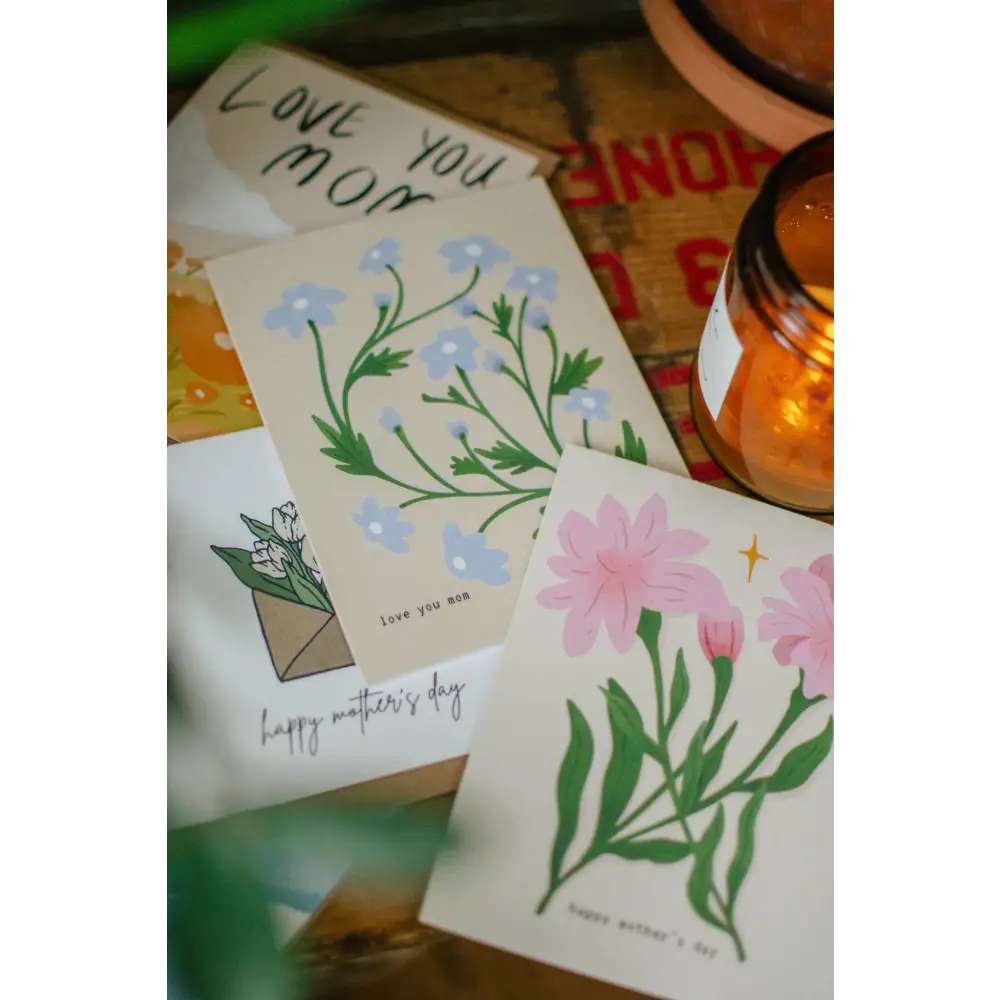 Brush + Bird Paper Co. - Love You Mom Greeting Card | Mother’s Day Dainty Flowers