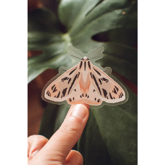 Brush + Bird Paper Co. - Pink Tiger Moth Sticker | Bug Lover Vinyl White