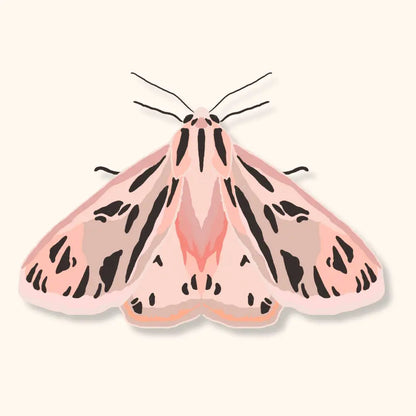 Brush + Bird Paper Co. - Pink Tiger Moth Sticker | Bug Lover Vinyl White