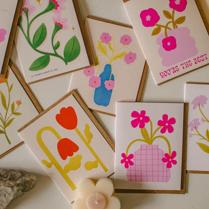 Brush + Bird Paper Co. - So Freakin Proud Greeting Card | Pink Floral Illustration