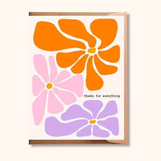 Brush + Bird Paper Co. - Thanks for Everything | Retro Flowers Greeting Card