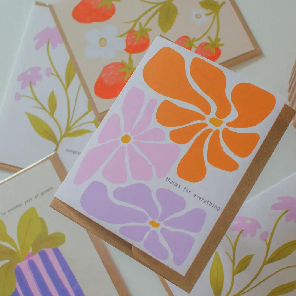 Brush + Bird Paper Co. - Thanks for Everything | Retro Flowers Greeting Card