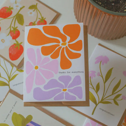 Brush + Bird Paper Co. - Thanks for Everything | Retro Flowers Greeting Card