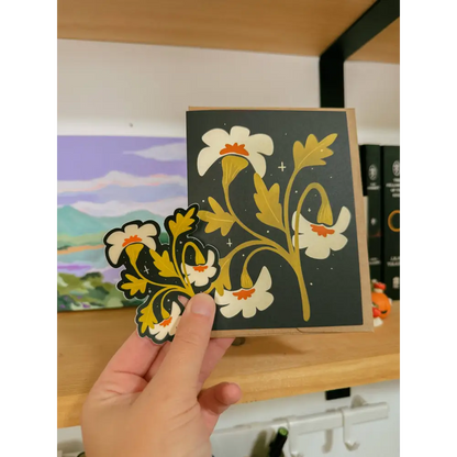 Brush + Bird Paper Co. - White Wildflower Sticker | Fall Floral Waterproof Vinyl
