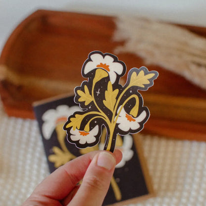 Brush + Bird Paper Co. - White Wildflower Sticker | Fall Floral Waterproof Vinyl