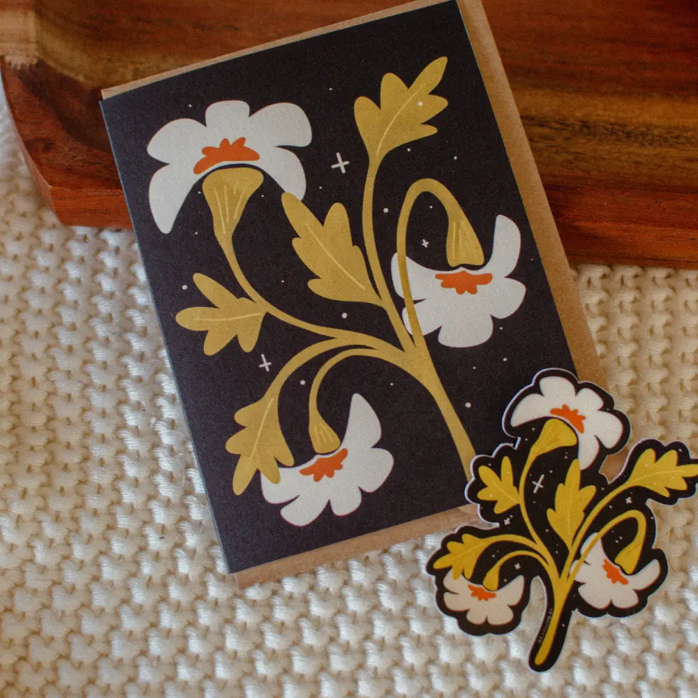 Brush + Bird Paper Co. - White Wildflower Sticker | Fall Floral Waterproof Vinyl