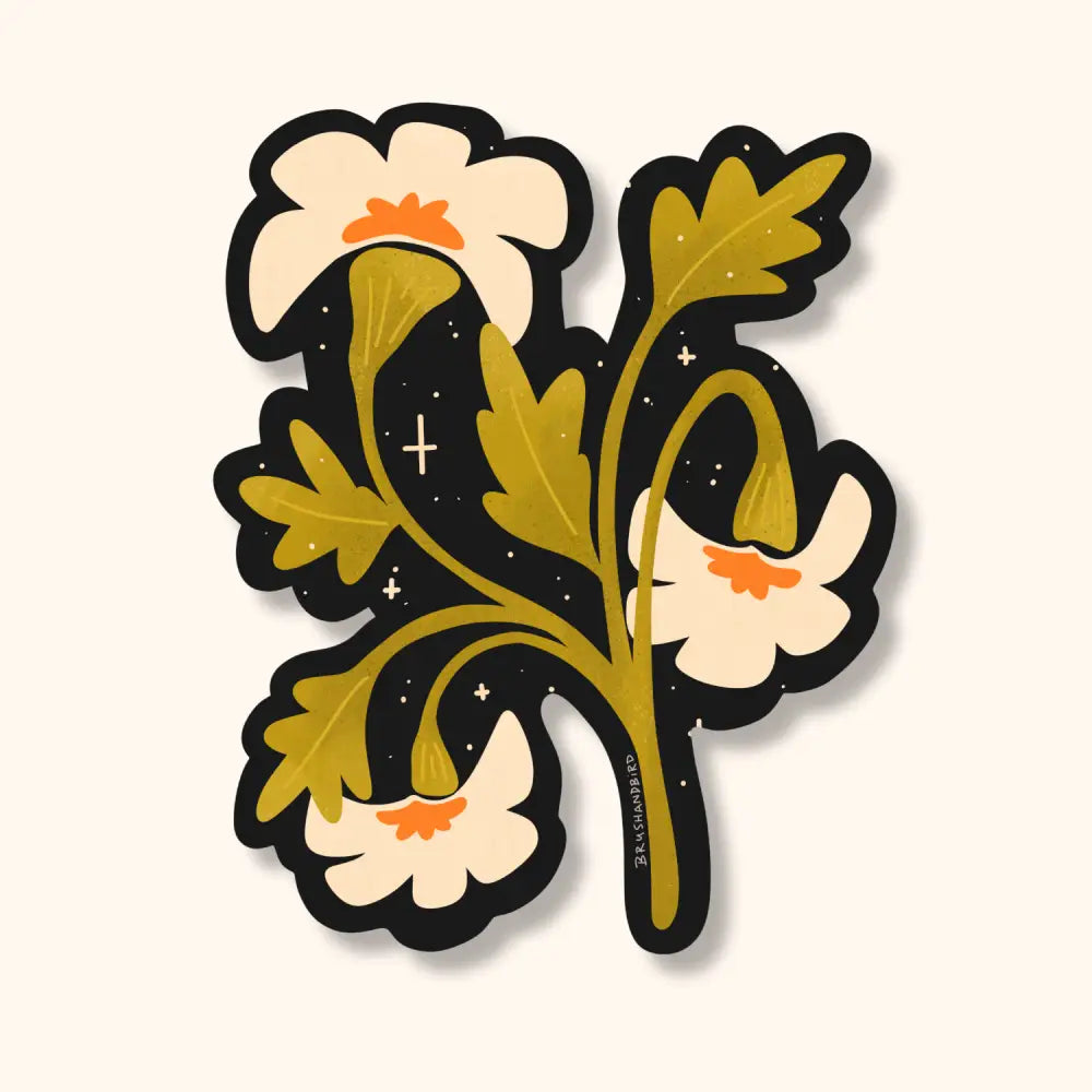 Brush + Bird Paper Co. - White Wildflower Sticker | Fall Floral Waterproof Vinyl