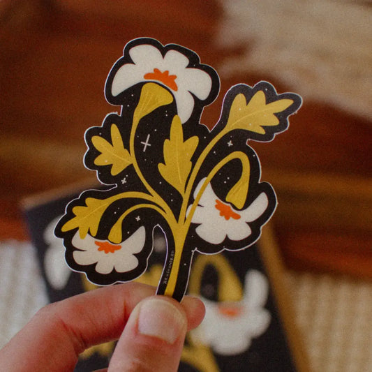 Brush + Bird Paper Co. - White Wildflower Sticker | Fall Floral Waterproof Vinyl