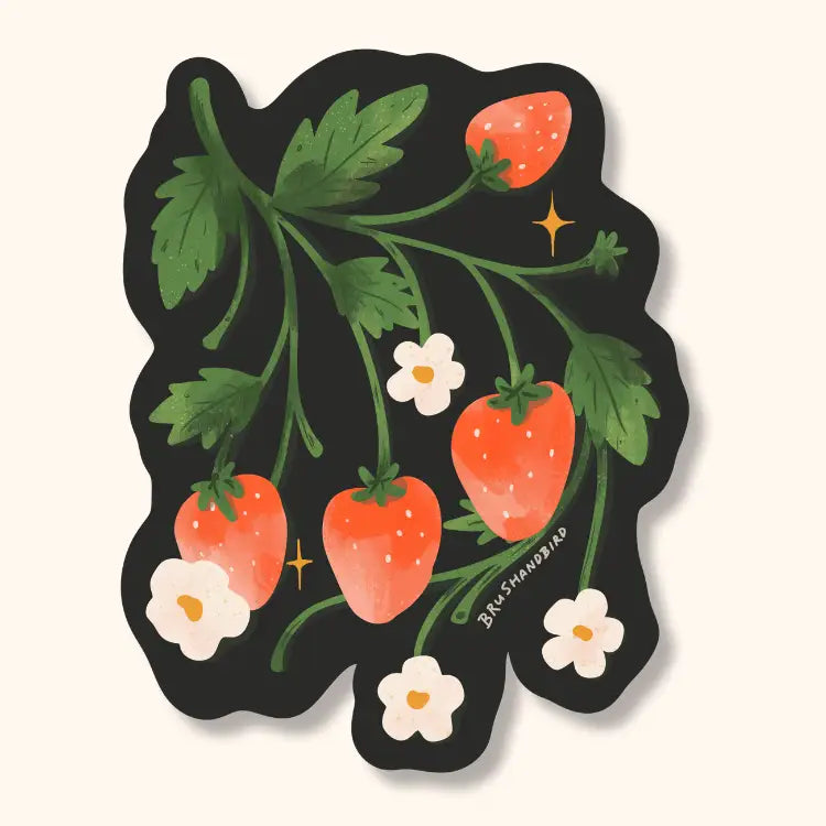 Brush + Bird Paper Co. - Wild Strawberry Sticker | Waterproof Vinyl Diecut