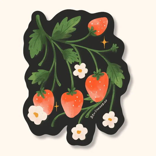 Brush + Bird Paper Co. - Wild Strawberry Sticker | Waterproof Vinyl Diecut