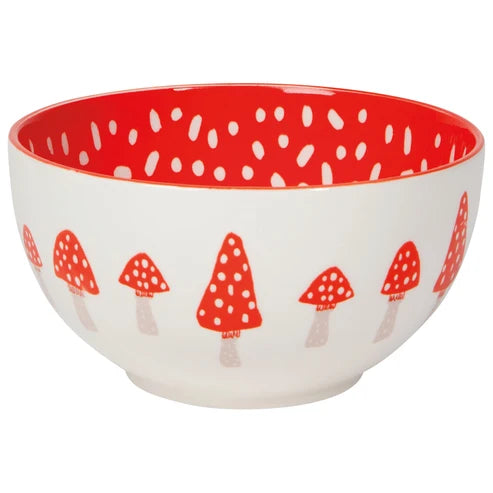 Single mustard Toadstool bowl shown at an angle - PABOOM