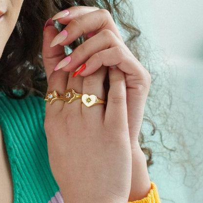 Peridot Heart Signet Ring