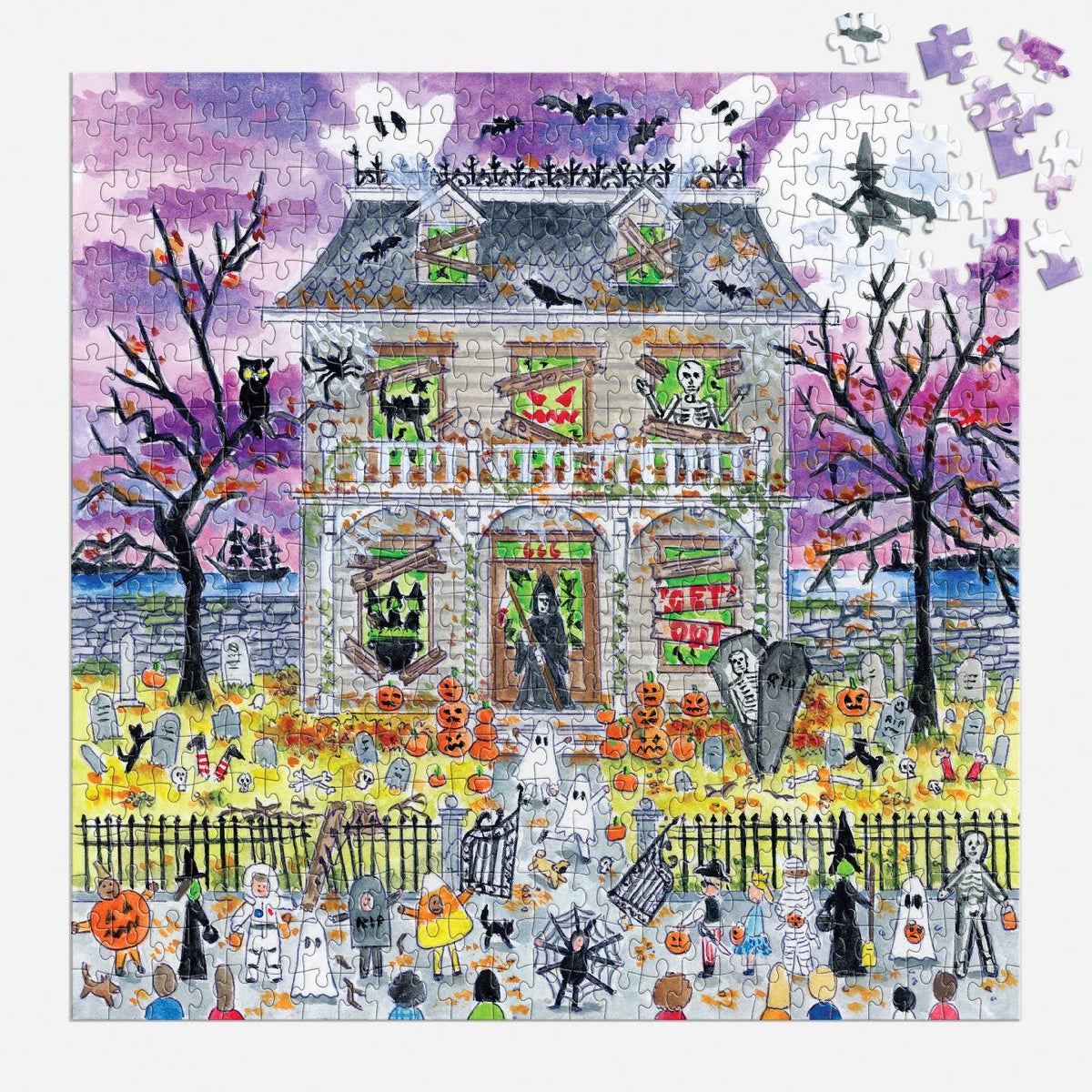 Haunted House Halloween puzzle pieces - PABOOM