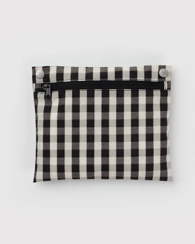 BAGGU Cloud Bag Black and Cream Gingham side profile - PABOOM