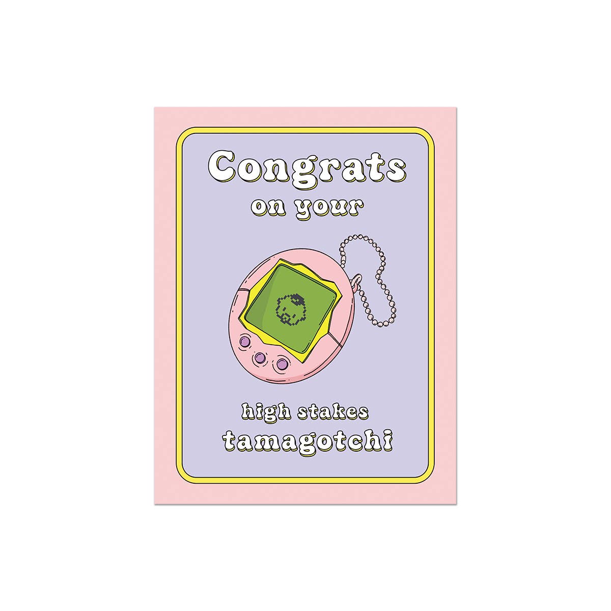 High Stakes Baby card packaged in a protective sleeve