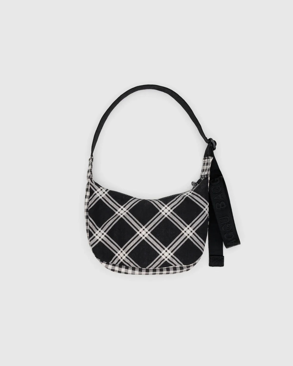 BAGGU Small Nylon Crescent Bag - Mixed Plaid