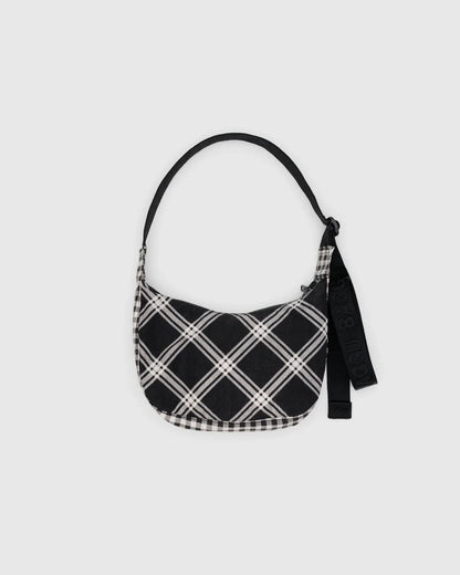 BAGGU Small Nylon Crescent Bag - Mixed Plaid