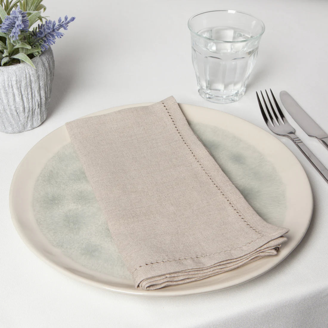 Natural Hemstitch Linen Napkins Set