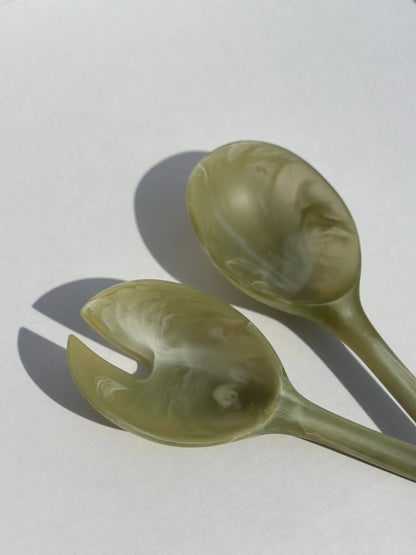 Olive resin salad spoon detail