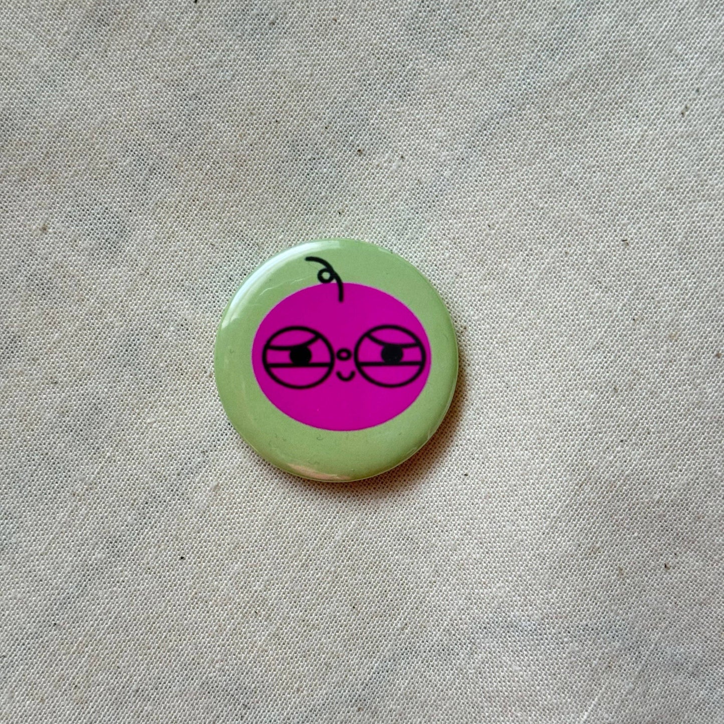 Green Stay Silly badge pin back view - PABOOM