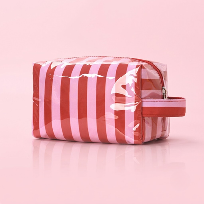 Vibrant Jelly Makeup Pouch - Pink + Red