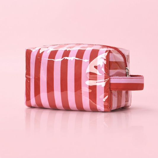 Vibrant Jelly Makeup Pouch - Pink + Red