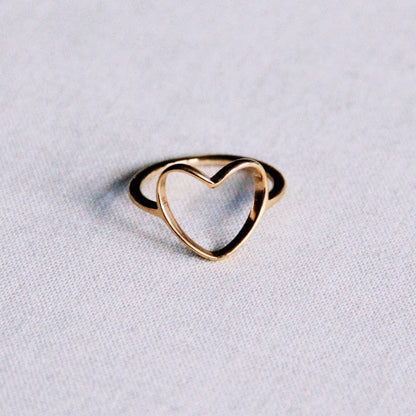 Steel Ring With Open Heart - Gold