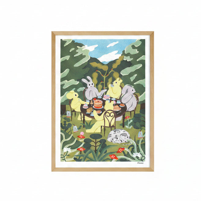 Afternoon Snack in the Garden - Magda Chmielowska A3 Poster
