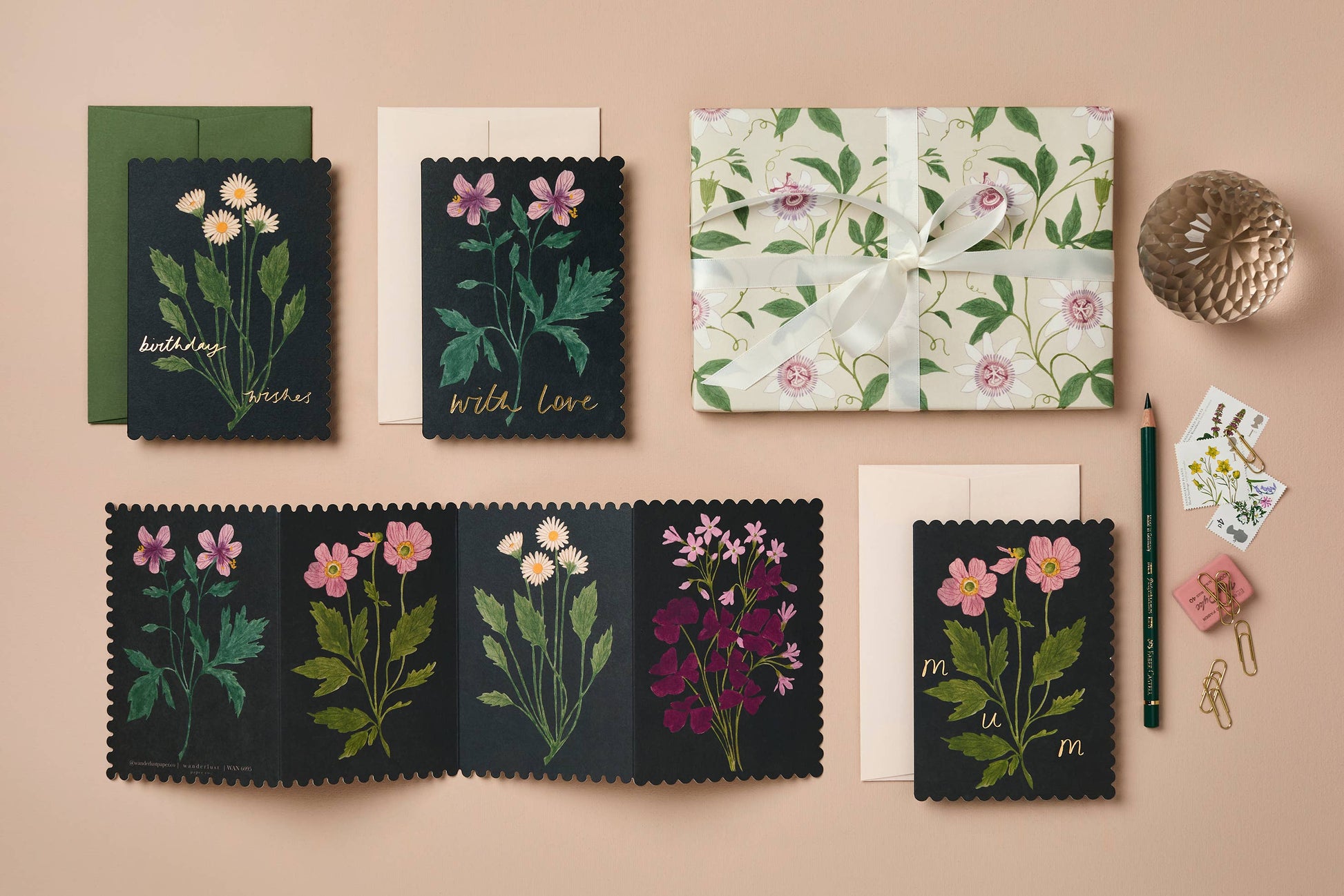 Botanical Daisy Birthday Wishes card styled with other Flora collection designs