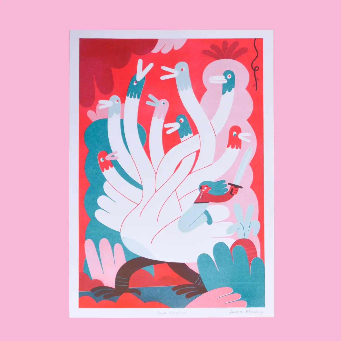 Duck Monster Risograph Print