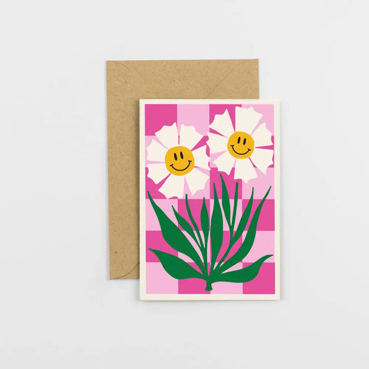 Studio Wald - UK Made - All Occasions A6 Card- Happy Flower Pink